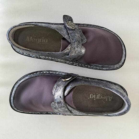 Alegria Comfort Dream Fit Shoe Neoprene Metallic Gray Den-735 Clog - Picture 4 of 11